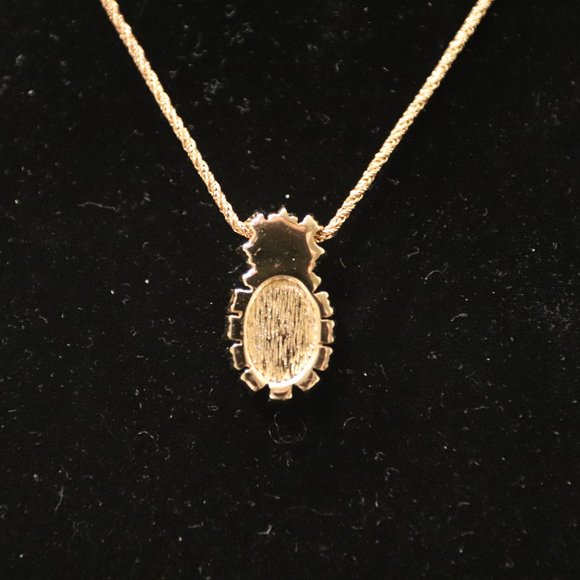 Christian Dior Necklace Women's Stone Rhinestone Crown Gold Black Oval Vintage - Picture 5 of 8